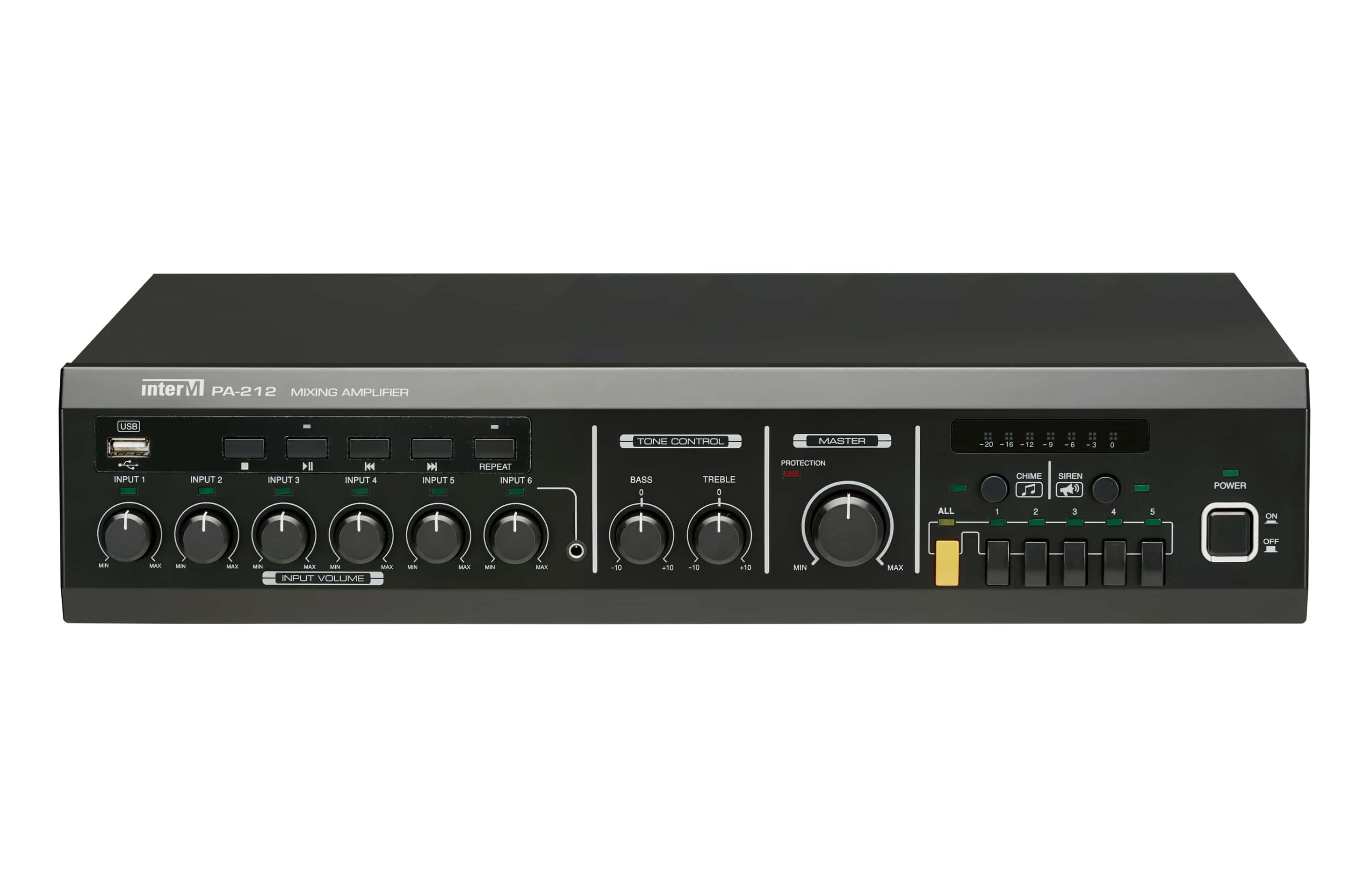 Inter m pa-212 amplificador 5 zonas con usb, 120w